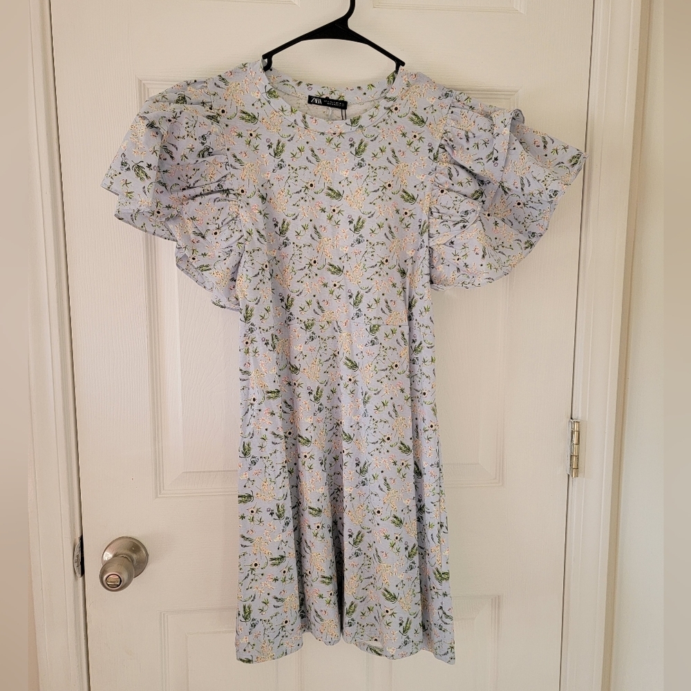 Zara Ruffled Print Dress NWT - Picture 5 of 9
